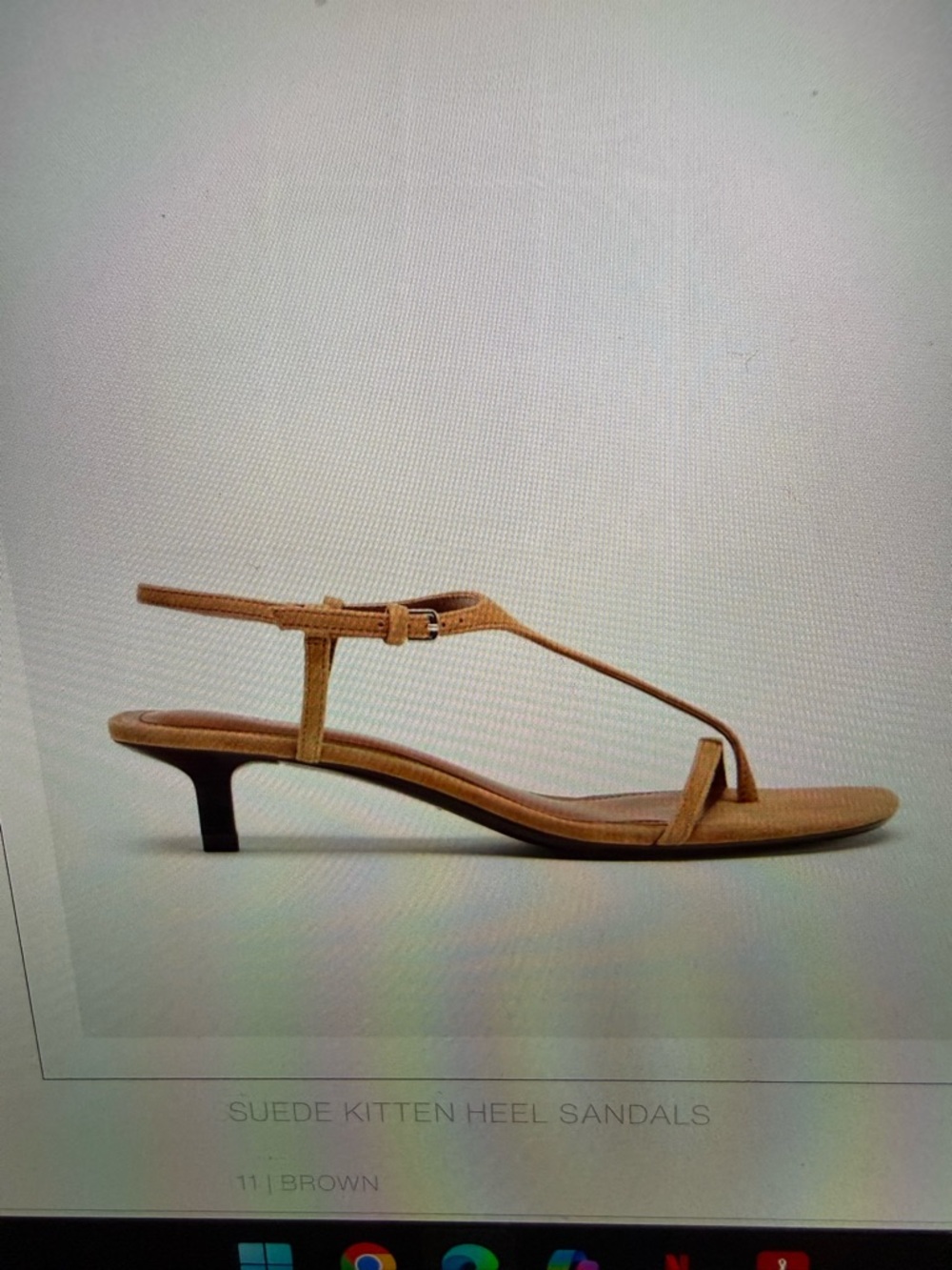Zara Tan Suede Kitten Heel T‑Strap Sandals